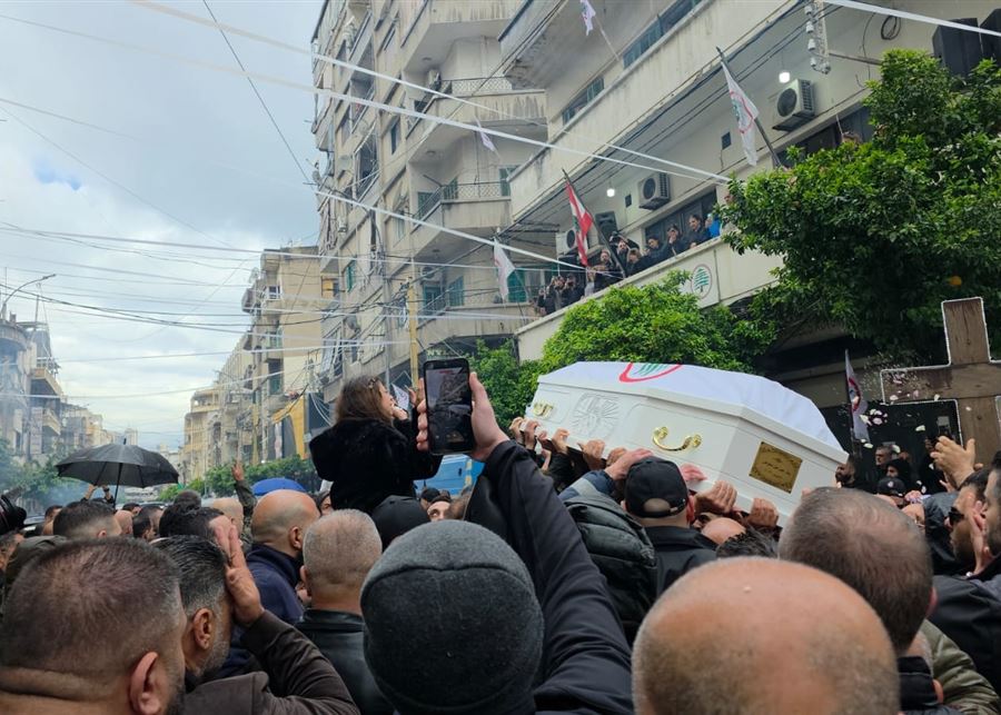 The last journey...the procession of the martyr Pierre Mouawad to his final resting place