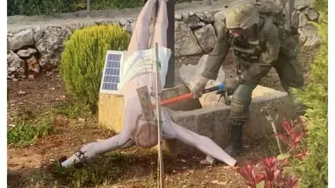 Gideon Saar: Destroying a statue of Jesus Christ is a dangerous and shameful act, and the army is investigating.”